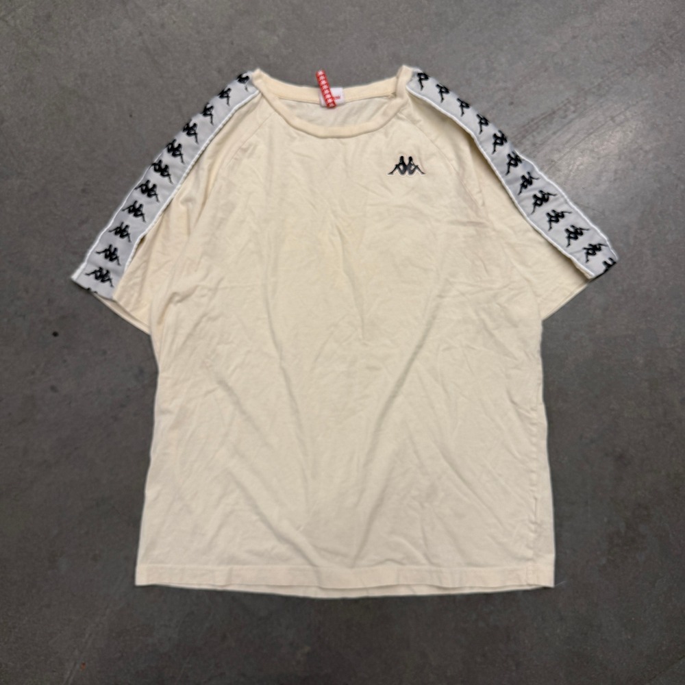 Kappa Mens Omini Logo Tape Short Sleeve T-Shirt Cream Off-White Medium 2746
